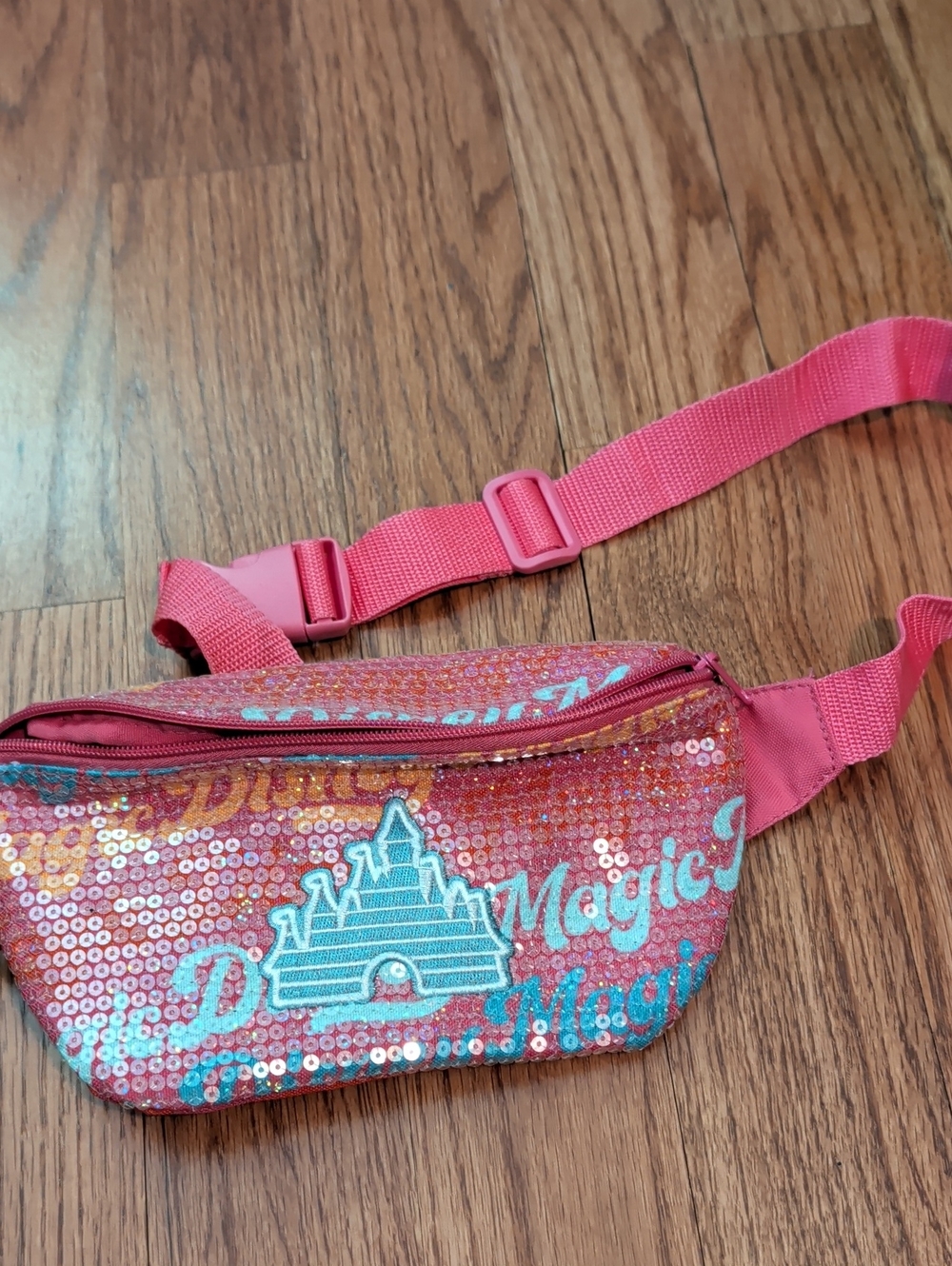 Disney Pink Sequin Fanny Pack with Castle Motif - Magical Design